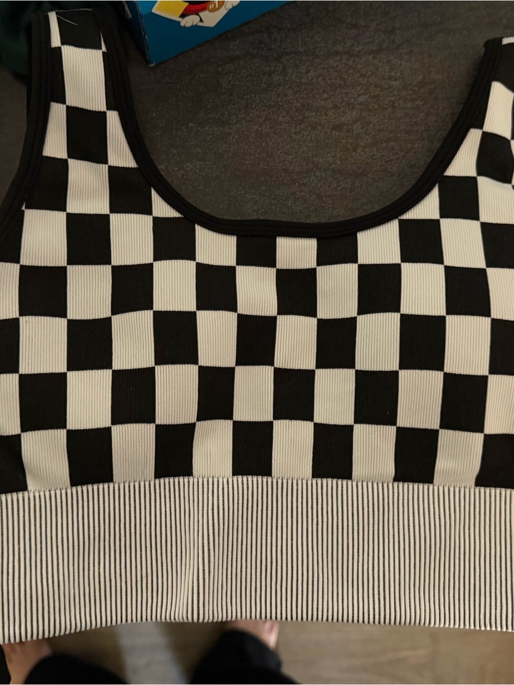 Black and White Checkered One-Piece Tank Top